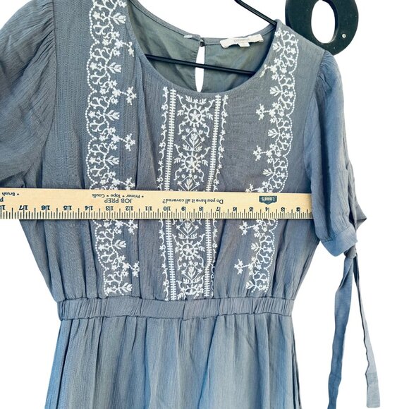 Antoinette By Bohme Embroidered Boho Dress Small  Gray 100 % Rayon - Picture 7 of 10